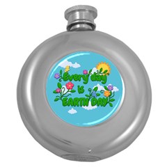 Earth Day Round Hip Flask (5 Oz) by Valentinaart