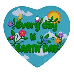 Earth Day Heart Ornament (two Sides) by Valentinaart