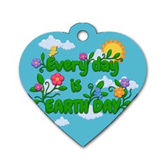 Earth Day Dog Tag Heart (two Sides) by Valentinaart