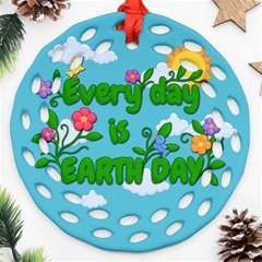 Earth Day Ornament (round Filigree) by Valentinaart