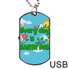 Earth Day Dog Tag Usb Flash (one Side) by Valentinaart