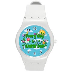 Earth Day Round Plastic Sport Watch (m) by Valentinaart