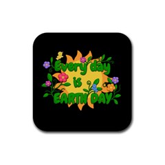 Earth Day Rubber Square Coaster (4 Pack)  by Valentinaart