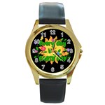 Earth day Round Gold Metal Watch Front