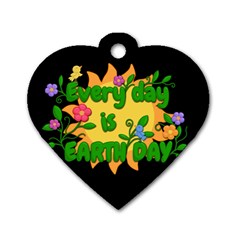 Earth Day Dog Tag Heart (one Side)