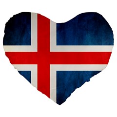 Iceland Flag Large 19  Premium Heart Shape Cushions by Valentinaart