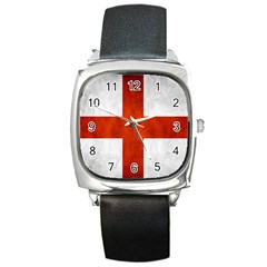 England Flag Square Metal Watch by Valentinaart