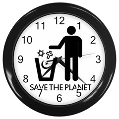 Save The Planet - Religions  Wall Clocks (black) by Valentinaart