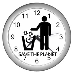 Save The Planet - Religions  Wall Clocks (silver)  by Valentinaart