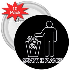 Save The Planet - Religions  3  Buttons (10 pack) 