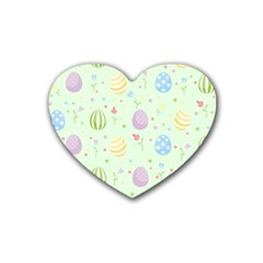 Easter Pattern Rubber Coaster (heart)  by Valentinaart