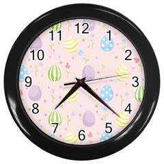 Easter Pattern Wall Clocks (black) by Valentinaart