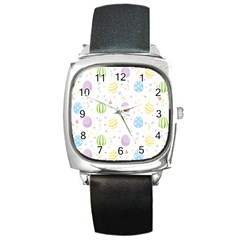 Easter Pattern Square Metal Watch by Valentinaart