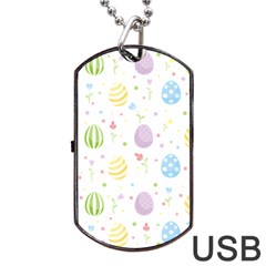 Easter Pattern Dog Tag Usb Flash (one Side) by Valentinaart