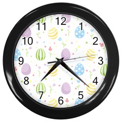 Easter Pattern Wall Clocks (black) by Valentinaart