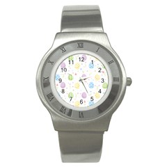 Easter Pattern Stainless Steel Watch by Valentinaart