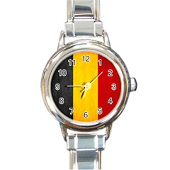 Belgium Flag Round Italian Charm Watch by Valentinaart