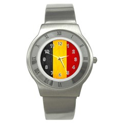 Belgium Flag Stainless Steel Watch by Valentinaart