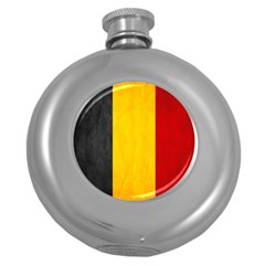 Belgium Flag Round Hip Flask (5 Oz) by Valentinaart