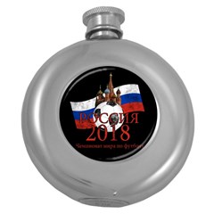 Russia Football World Cup Round Hip Flask (5 Oz) by Valentinaart