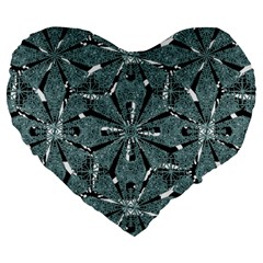 Modern Oriental Ornate Pattern Large 19  Premium Flano Heart Shape Cushions by dflcprints