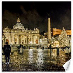 Saint Peters Basilica Winter Night Scene, Rome, Italy Canvas 16  X 16   by dflcprints