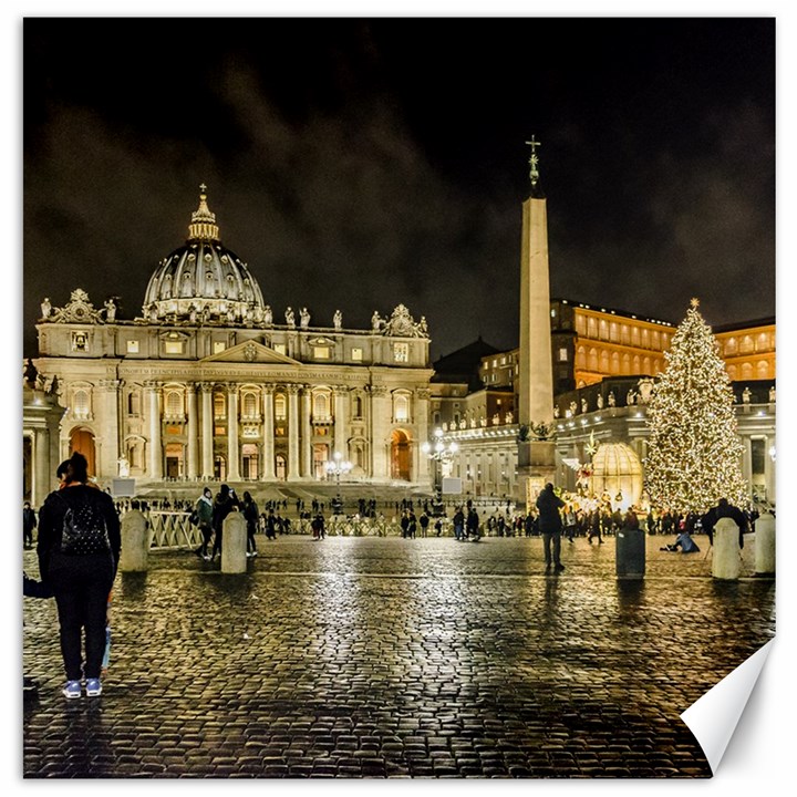 Saint Peters Basilica Winter Night Scene, Rome, Italy Canvas 20  x 20  