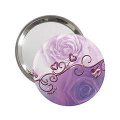 Wonderful Soft Violet Roses With Hearts 2 25  Handbag Mirrors by FantasyWorld7