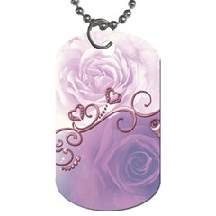 Wonderful Soft Violet Roses With Hearts Dog Tag (one Side) by FantasyWorld7