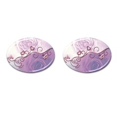 Wonderful Soft Violet Roses With Hearts Cufflinks (oval) by FantasyWorld7