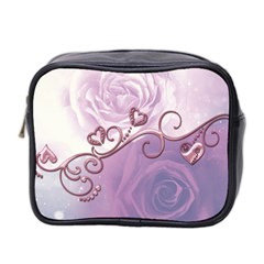 Wonderful Soft Violet Roses With Hearts Mini Toiletries Bag 2-side by FantasyWorld7