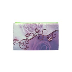 Wonderful Soft Violet Roses With Hearts Cosmetic Bag (xs) by FantasyWorld7