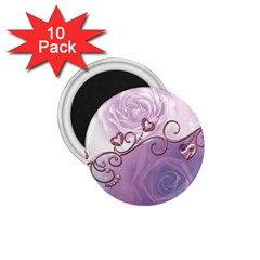 Wonderful Soft Violet Roses With Hearts 1 75  Magnets (10 Pack)  by FantasyWorld7