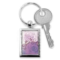 Wonderful Soft Violet Roses With Hearts Key Chains (rectangle)  by FantasyWorld7