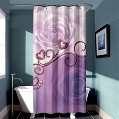 Wonderful Soft Violet Roses With Hearts Shower Curtain 36  X 72  (stall)  by FantasyWorld7