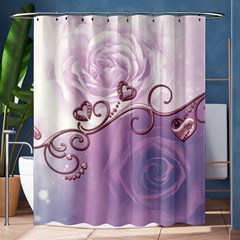 Wonderful Soft Violet Roses With Hearts Shower Curtain 60  X 72  (medium)  by FantasyWorld7