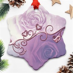 Wonderful Soft Violet Roses With Hearts Ornament (snowflake)