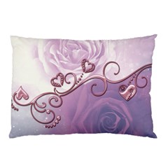 Wonderful Soft Violet Roses With Hearts Pillow Case (two Sides) by FantasyWorld7