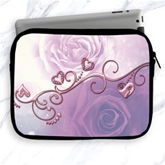 Wonderful Soft Violet Roses With Hearts Apple Ipad 2/3/4 Zipper Cases by FantasyWorld7