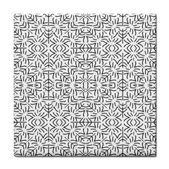 Black And White Ethnic Geometric Pattern Tile Coasters by dflcprints