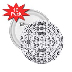 Black And White Ethnic Geometric Pattern 2 25  Buttons (10 Pack)  by dflcprints