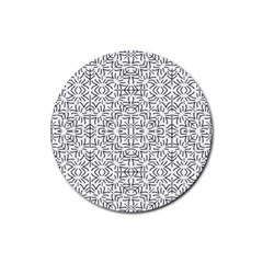 Black And White Ethnic Geometric Pattern Rubber Coaster (round)  by dflcprints