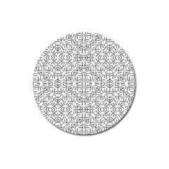 Black And White Ethnic Geometric Pattern Magnet 3  (round) by dflcprints