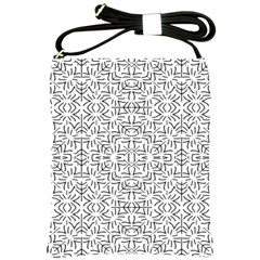 Black And White Ethnic Geometric Pattern Shoulder Sling Bags by dflcprints