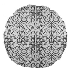 Black And White Ethnic Geometric Pattern Large 18  Premium Flano Round Cushions by dflcprints