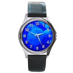 Blue Jellyfish 1 Round Metal Watch