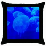 BLUE JELLYFISH 1 Throw Pillow Case (Black)