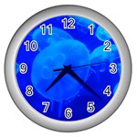 BLUE JELLYFISH 1 Wall Clocks (Silver) 