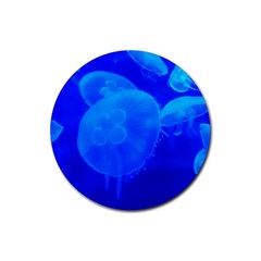 Blue Jellyfish 1 Rubber Coaster (round)  by trendistuff