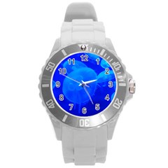 Blue Jellyfish 1 Round Plastic Sport Watch (l) by trendistuff